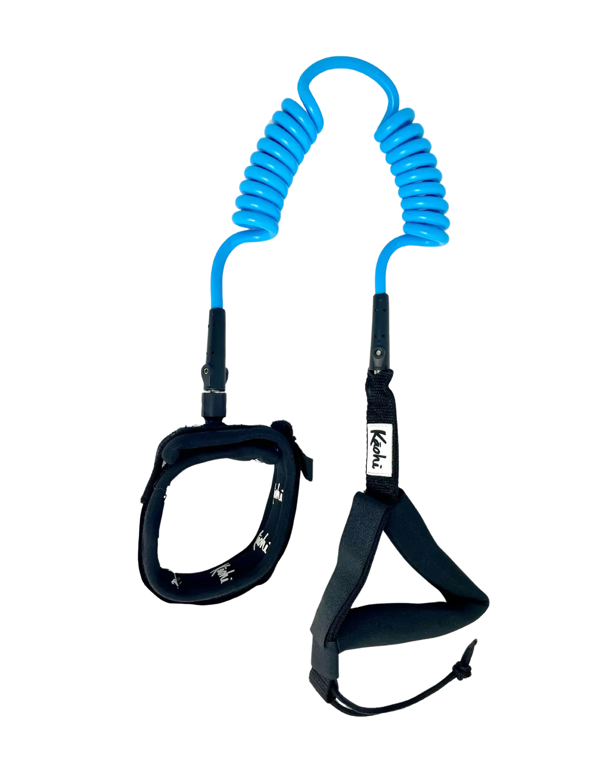 Kāohi Grip Leash™ - Double Coil / 6'x8mm / Calf Cuff / Blue