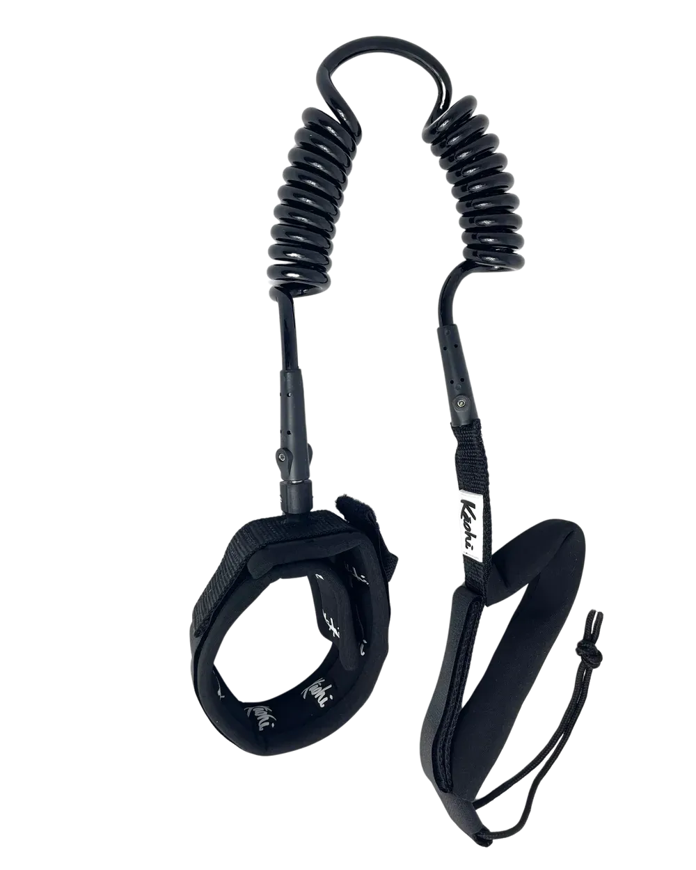 Kāohi Grip Leash™ - Double Coil / 6'x8mm / Calf Cuff / Black